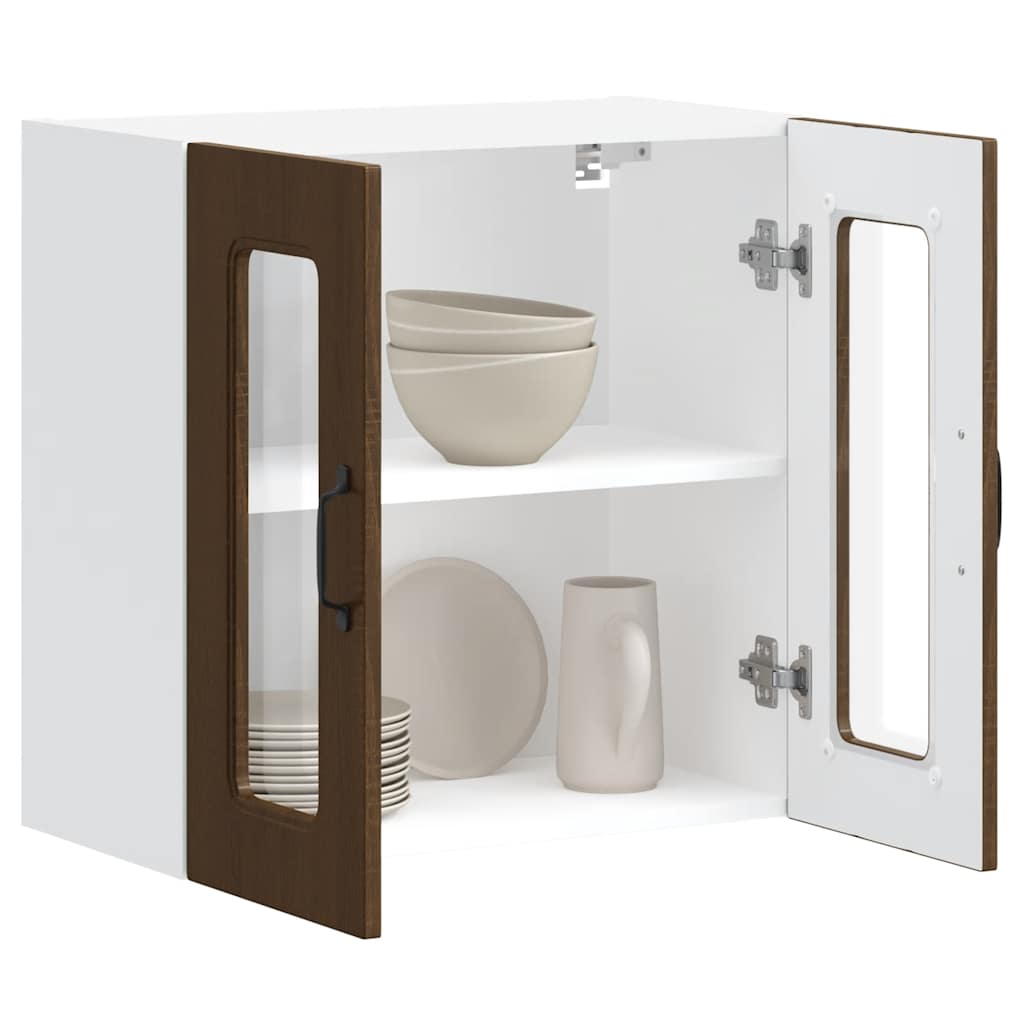 vidaXL Pensile da Cucina con Porta in Vetro Kalmar Rovere Marrone