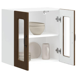 Pensile da Cucina con Porta in Vetro Kalmar Rovere Marrone 853674