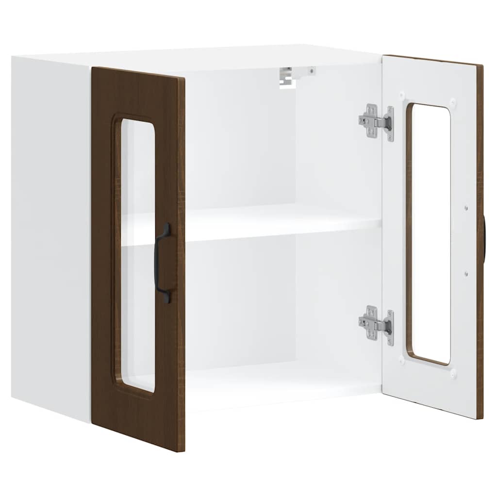 vidaXL Pensile da Cucina con Porta in Vetro Kalmar Rovere Marrone