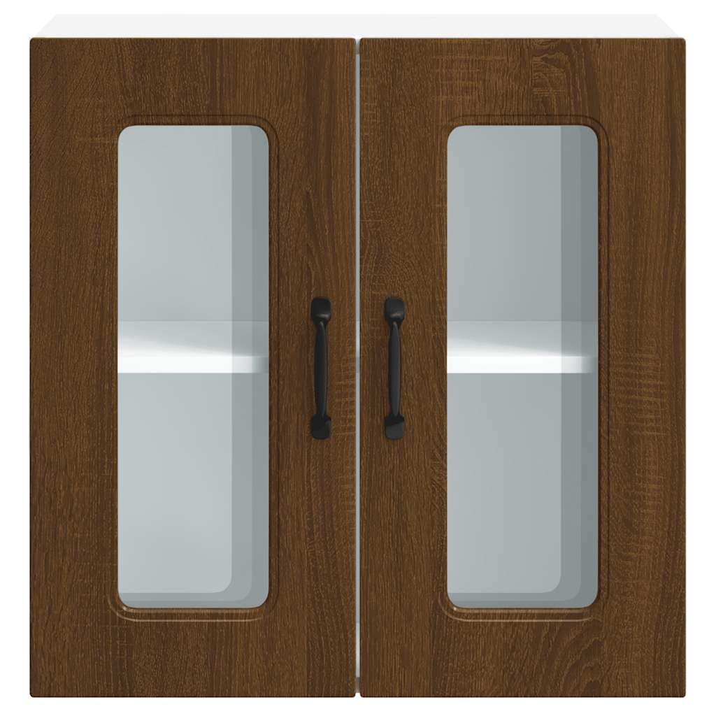 vidaXL Pensile da Cucina con Porta in Vetro Kalmar Rovere Marrone