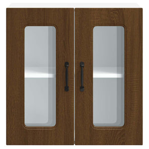 vidaXL Pensile da Cucina con Porta in Vetro Kalmar Rovere Marrone