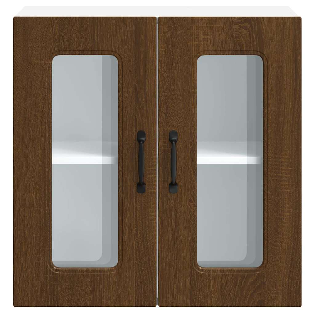 Pensile da Cucina con Porta in Vetro Kalmar Rovere Marrone 853674