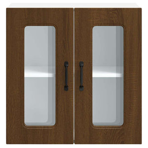 Pensile da Cucina con Porta in Vetro Kalmar Rovere Marrone 853674