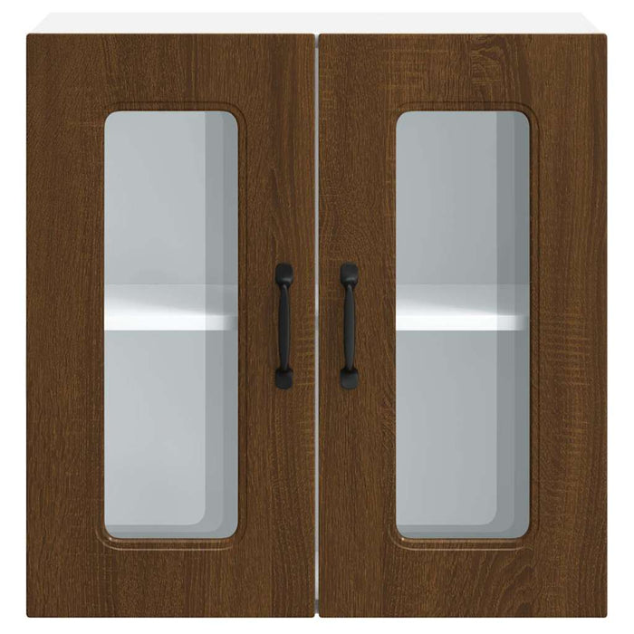 Pensile da Cucina con Porta in Vetro Kalmar Rovere Marrone 853674