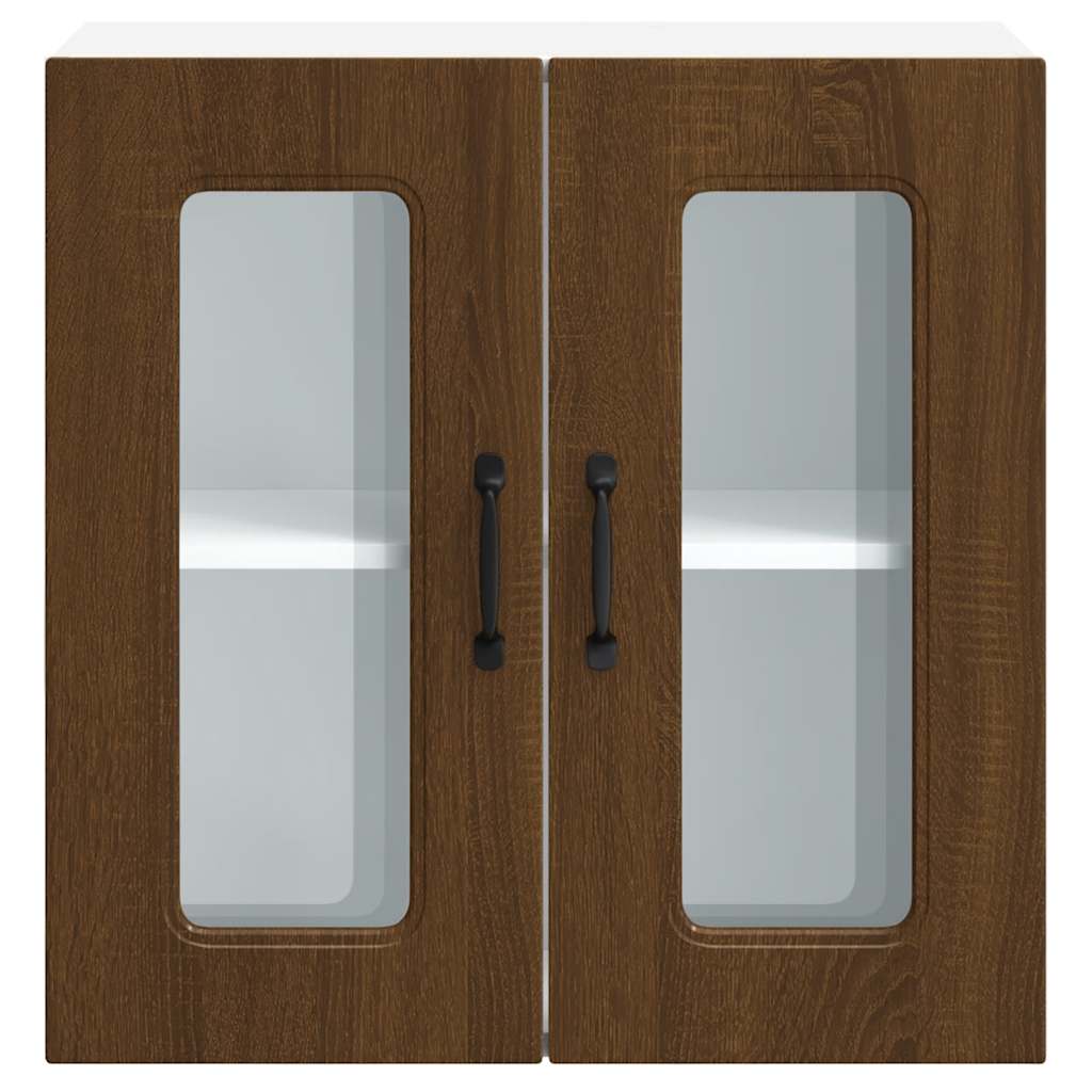 Pensile da Cucina con Porta in Vetro Kalmar Rovere Marrone 853674