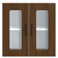 Pensile da Cucina con Porta in Vetro Kalmar Rovere Marrone 853674