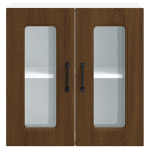 Pensile da Cucina con Porta in Vetro Kalmar Rovere Marrone 853674