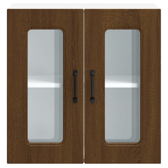 Pensile da Cucina con Porta in Vetro Kalmar Rovere Marrone 853674