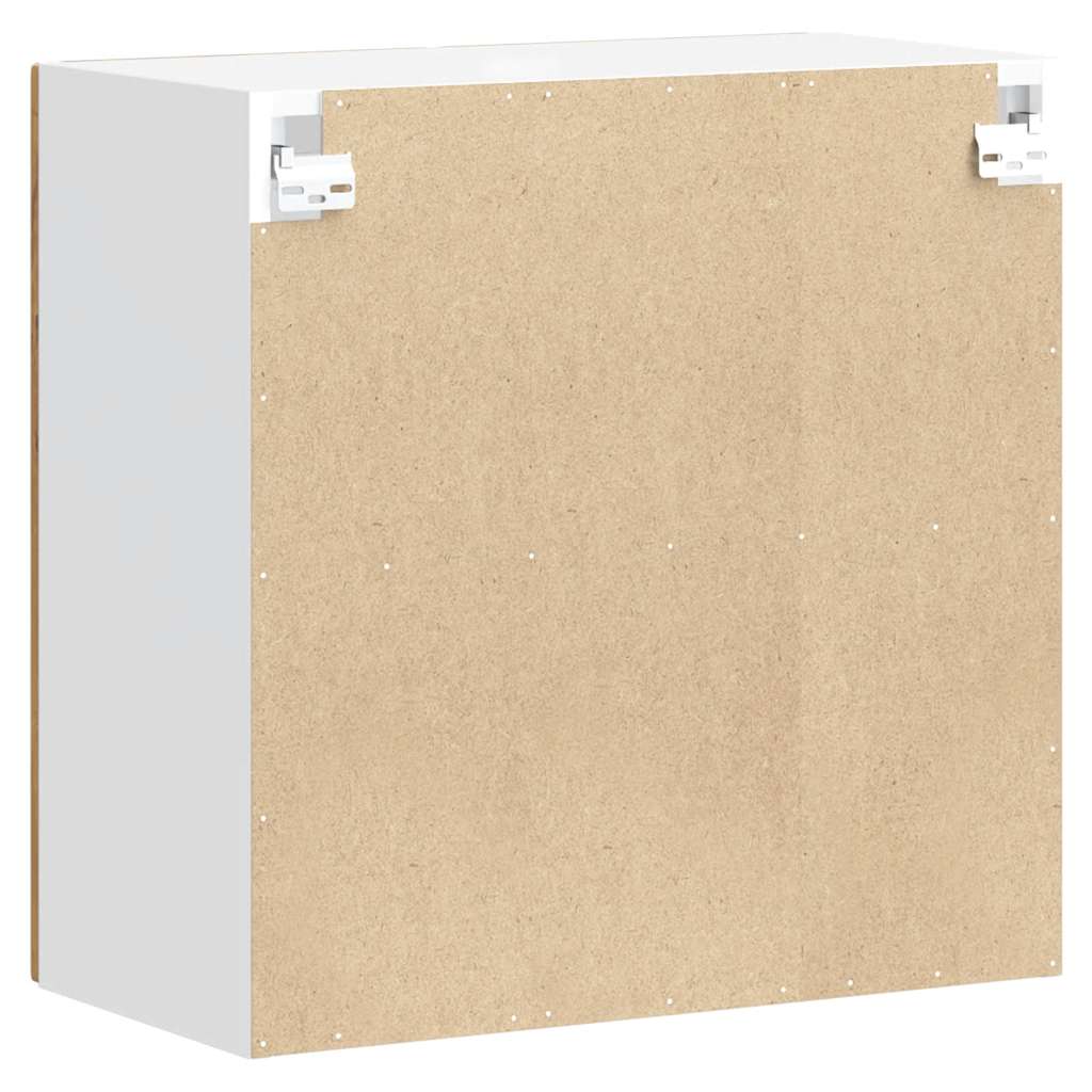 Pensile da Cucina con Porta in Vetro-Mobile Cucina da Parete Kalmar Legno Vecchio 589331