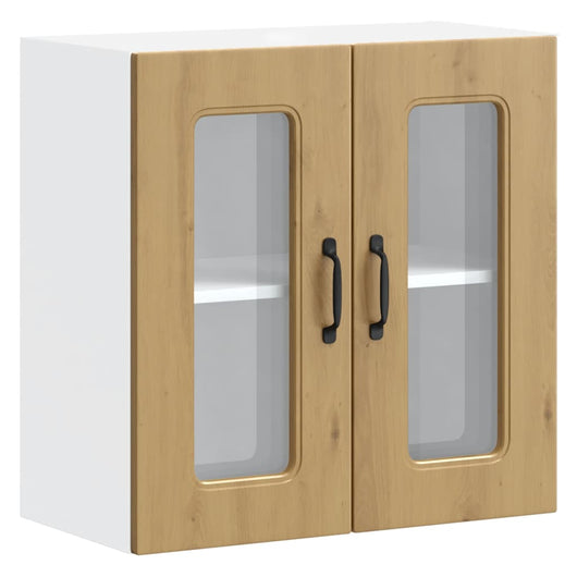 Pensile da Cucina con Porta in Vetro-Mobile Cucina da Parete Kalmar Rovere Artigianale 620058