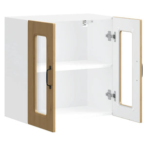 vidaXL Pensile da Cucina con Porta in Vetro Kalmar Rovere Artigianale