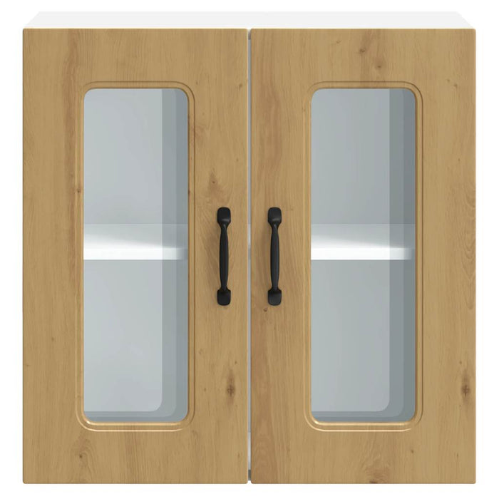 vidaXL Pensile da Cucina con Porta in Vetro Kalmar Rovere Artigianale