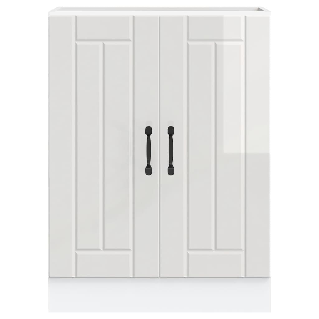 Mobile Base Lavello Lucca Bianco Lucido in Legno Multistrato 853679