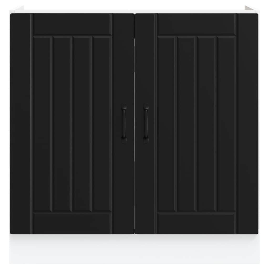 Mobile Base Lavello Lucca Nero in Legno Multistrato 853688