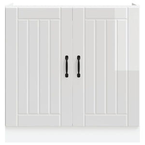 Mobile Base Lavello Lucca Bianco Lucido in Legno Multistrato 853689