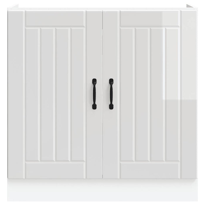 Mobile Base Lavello Lucca Bianco Lucido in Legno Multistrato 853689