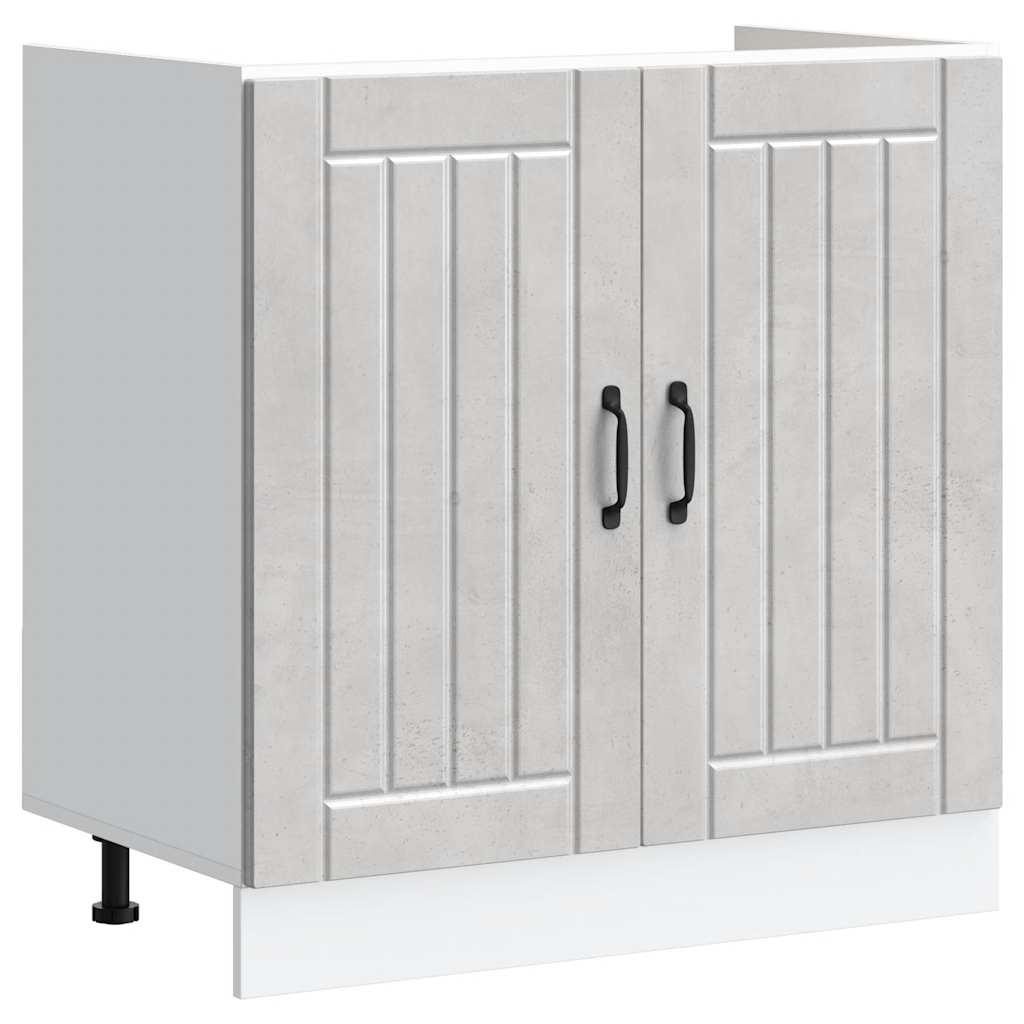 Mobile Base Lavello Lucca Grigio Cemento in Legno Multistrato