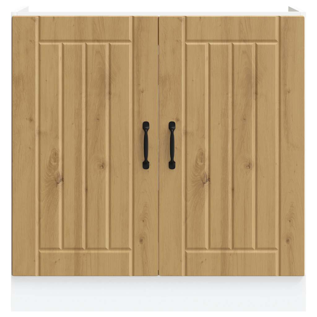 Mobile Base Lavello Lucca Rovere Artigianale Legno Multistrato 853696