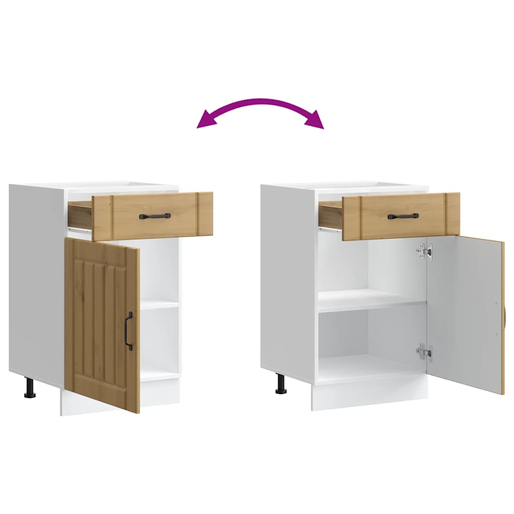 Base da Cucina Lucca Rovere Artigianale in Legno Multistrato 853726