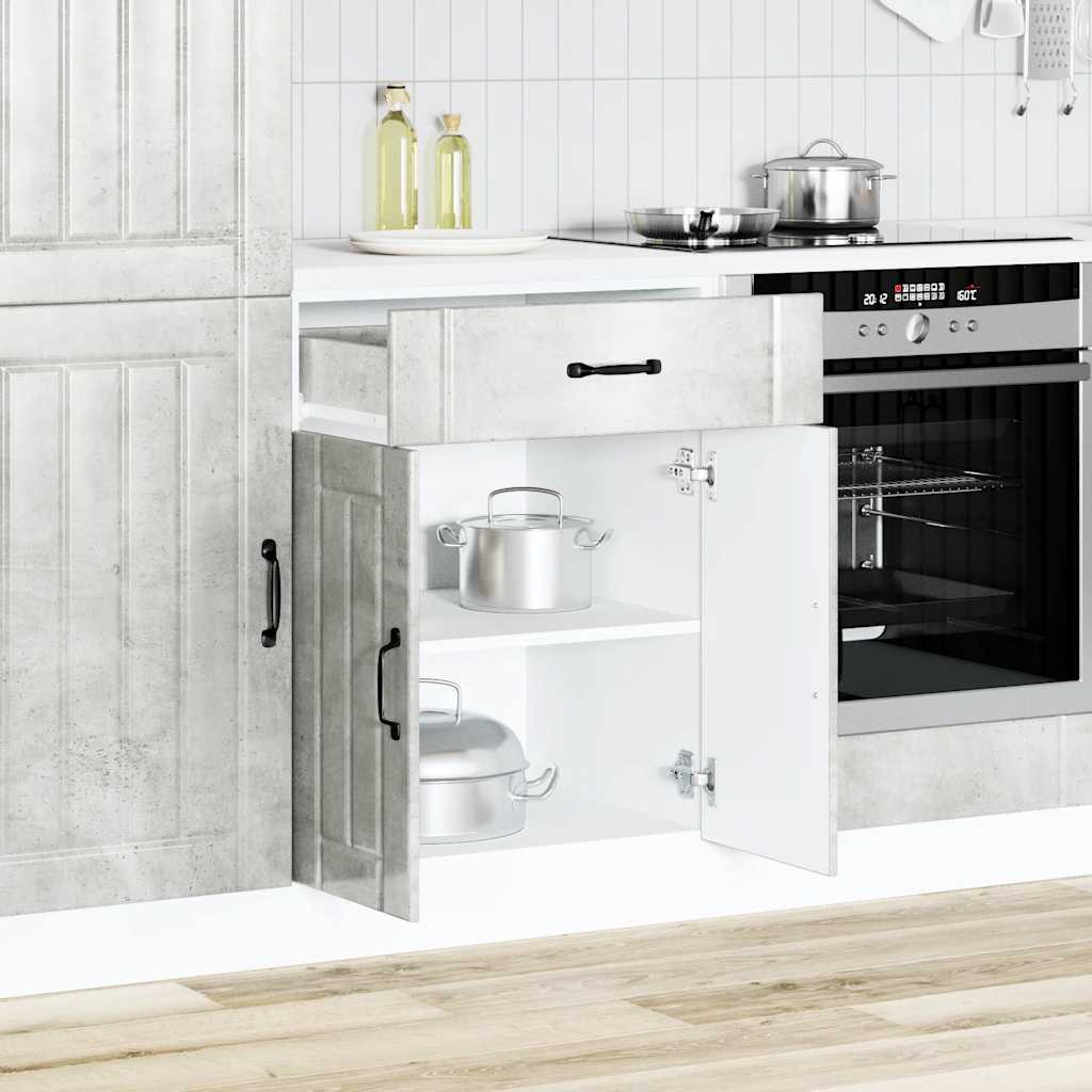 Base da Cucina-Mobile Base da Cucina Lucca Grigio Cemento in Legno Multistrato 303549