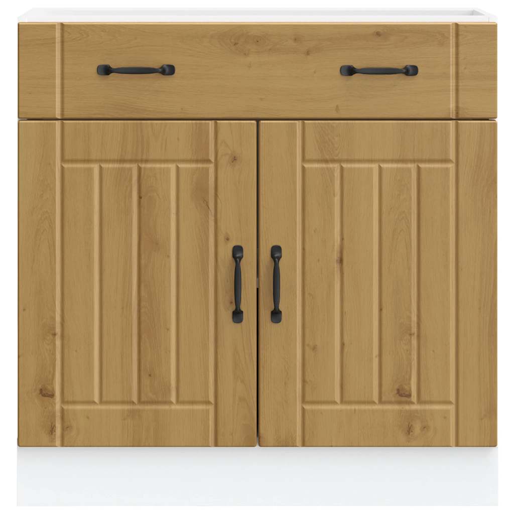 Base da Cucina Lucca Rovere Artigianale in Legno Multistrato 853746