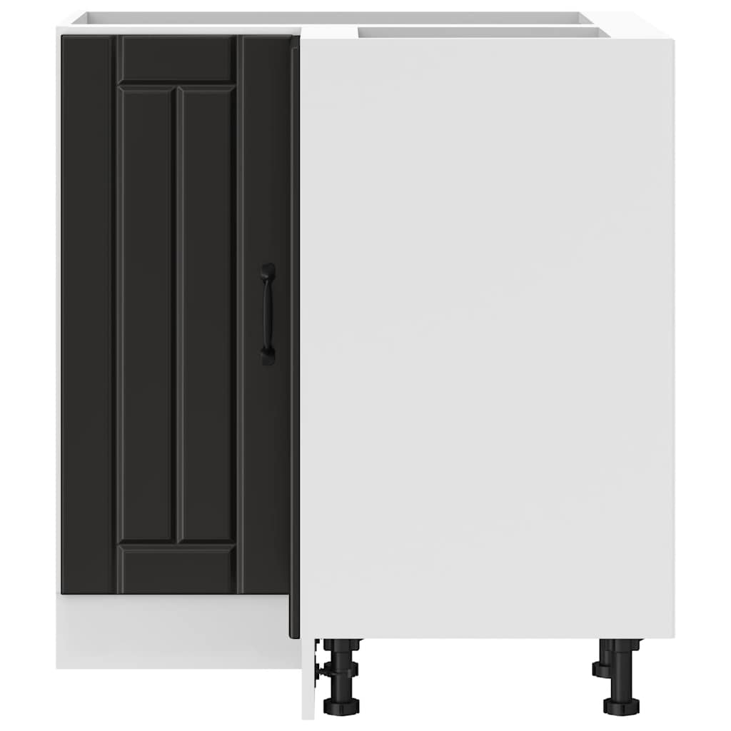 Mobile Base ad Angolo Cucina-Base ad Angolo Cucina Lucca Nero in Legno Multistrato