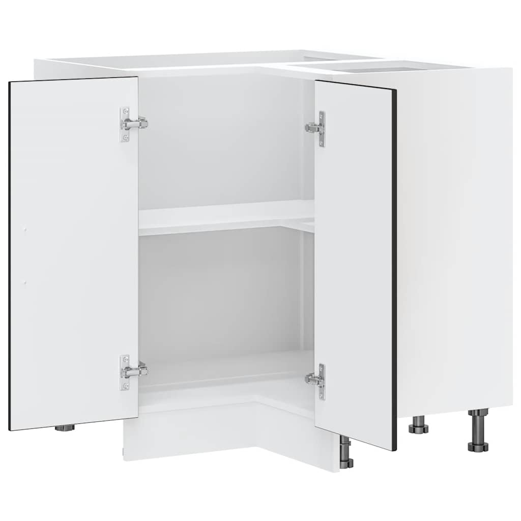 Mobile Base ad Angolo Cucina Lucca Nero in Legno Multistrato 853748