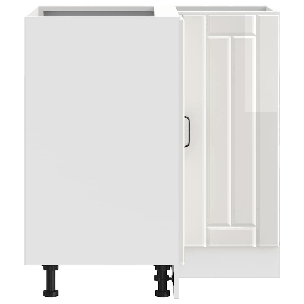 Mobile Base ad Angolo Cucina Lucca Bianco Lucido in Truciolato 853749