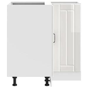 Mobile Base ad Angolo Cucina Lucca Bianco Lucido in Truciolato 853749