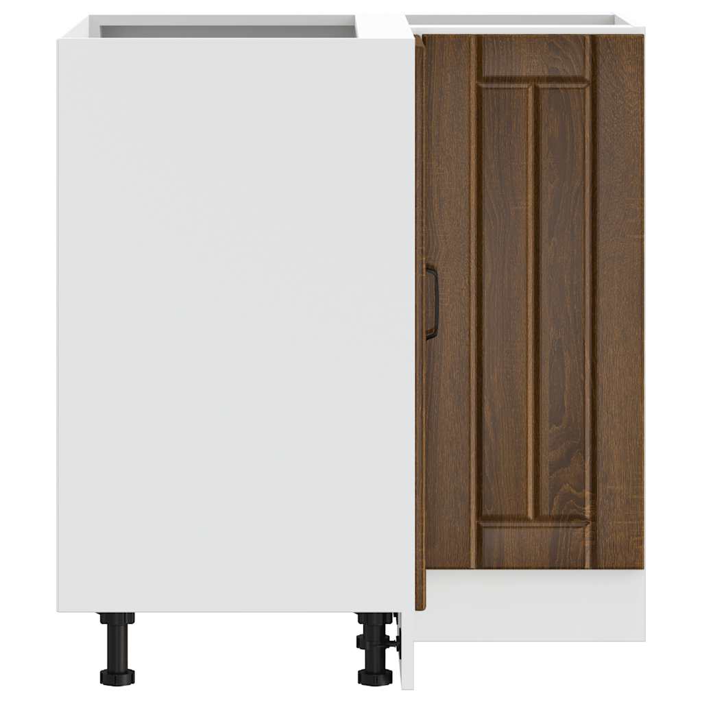 Mobile Base ad Angolo Cucina-Base ad Angolo Cucina Lucca Rovere Marrone in Truciolato