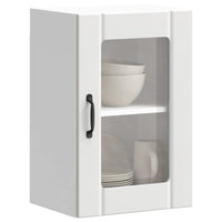 Pensile da Cucina con Porta in Vetro-Mobile Cucina da Parete Lucca Bianco