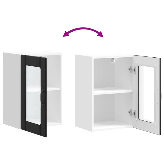 Pensile da Cucina con Porta in Vetro Lucca Nero 853768