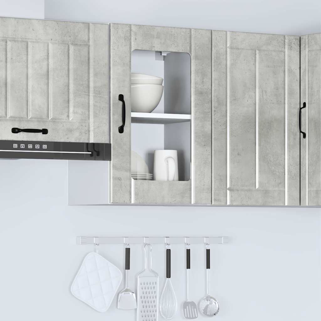 Pensile da Cucina con Porta in Vetro Lucca Grigio Cemento 853771