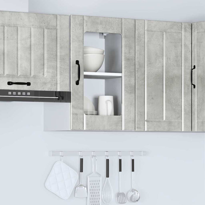 Pensile da Cucina con Porta in Vetro Lucca Grigio Cemento 853771