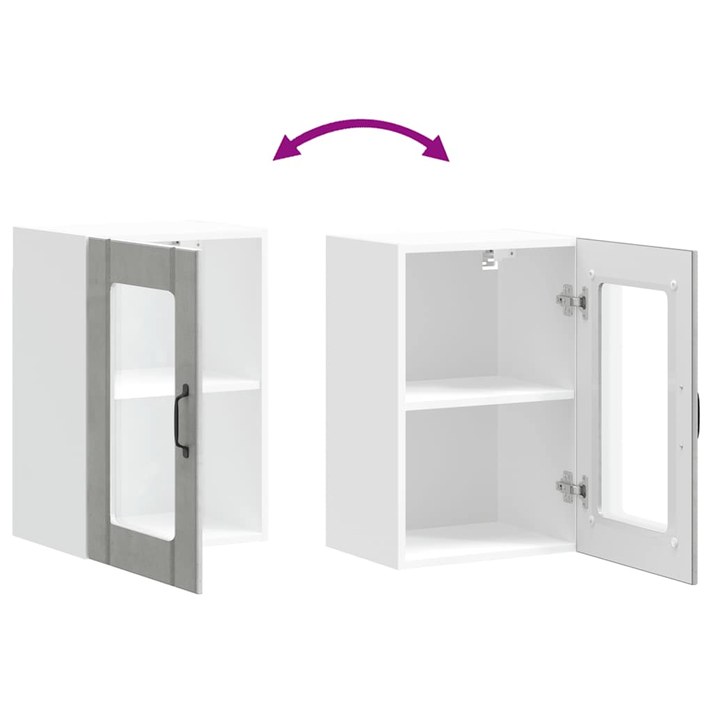 Pensile da Cucina con Porta in Vetro Lucca Grigio Cemento 853771