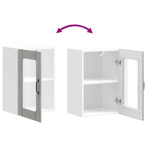 Pensile da Cucina con Porta in Vetro Lucca Grigio Cemento 853771