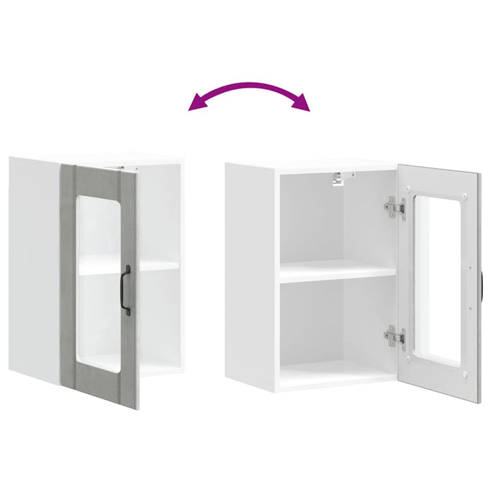 Pensile da Cucina con Porta in Vetro Lucca Grigio Cemento 853771