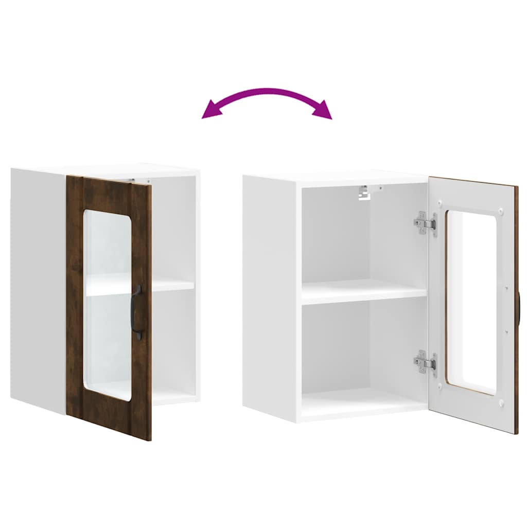 Pensile da Cucina con Porta in Vetro Lucca Rovere Fumo 853772