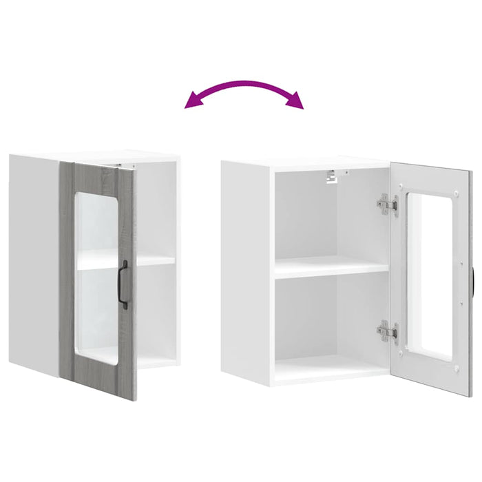 Pensile da Cucina con Porta in Vetro Lucca Grigio Sonoma 853773