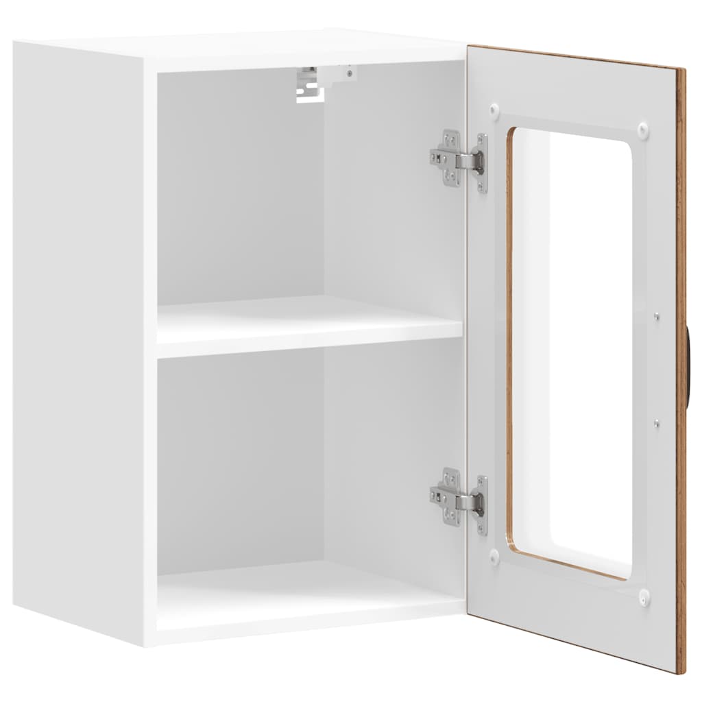 Pensile da Cucina con Porta in Vetro-Mobile Cucina da Parete Lucca Legno Antico