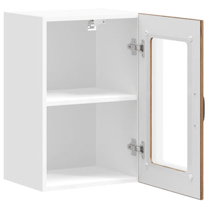 Pensile da Cucina con Porta in Vetro-Mobile Cucina da Parete Lucca Legno Antico