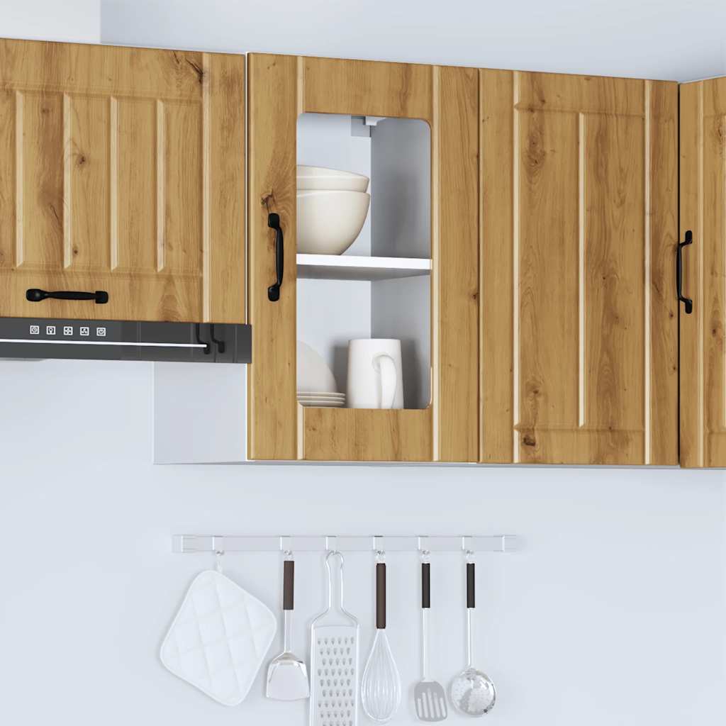 Pensile da Cucina con Porta in Vetro Lucca Rovere Artigianale 853776