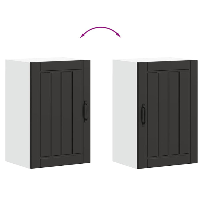 Pensile da Cucina-Mobile Cucina da Parete Lucca Nero in Legno Multistrato 300956