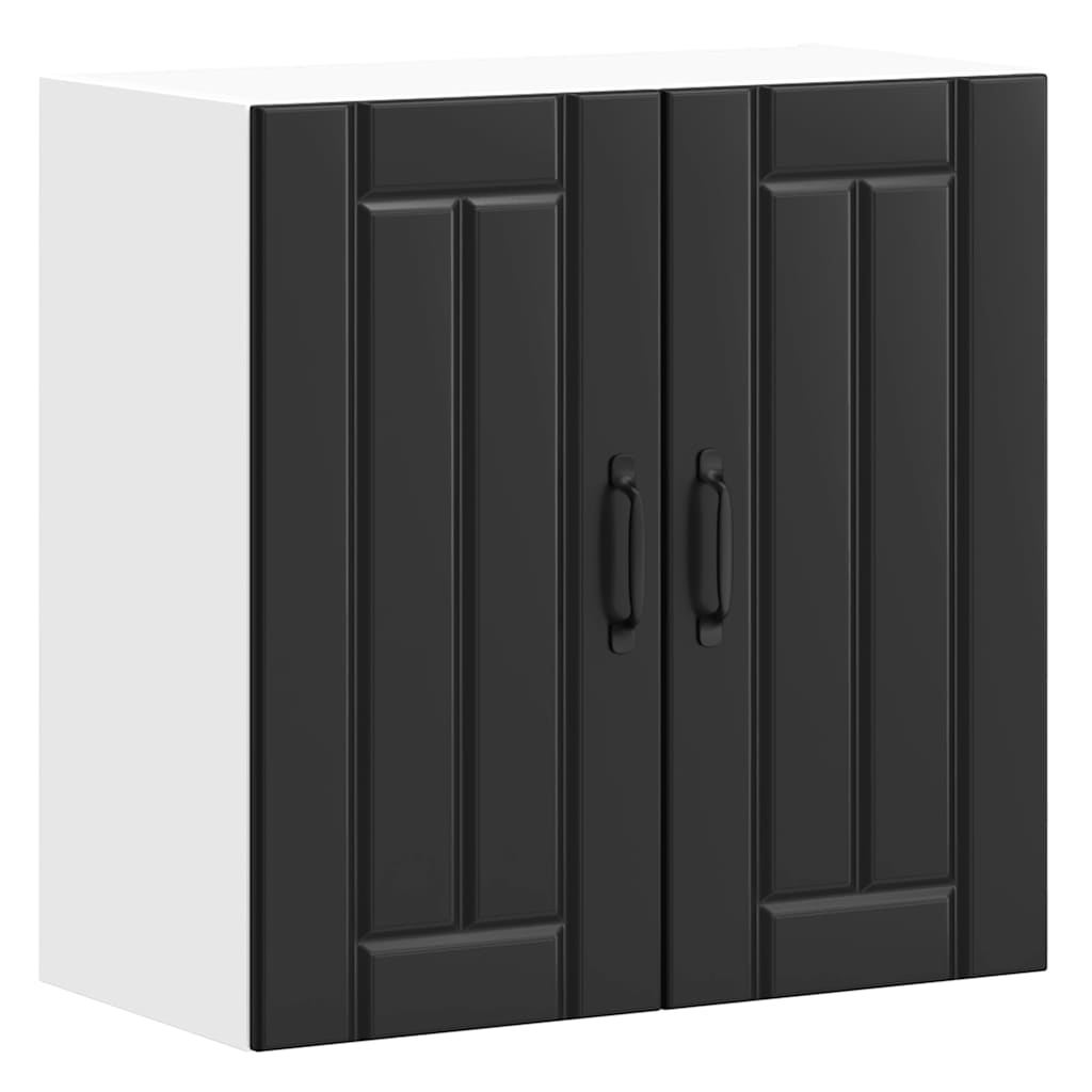 Pensile da Cucina-Mobile Cucina da Parete Lucca Nero in Legno Multistrato 805884