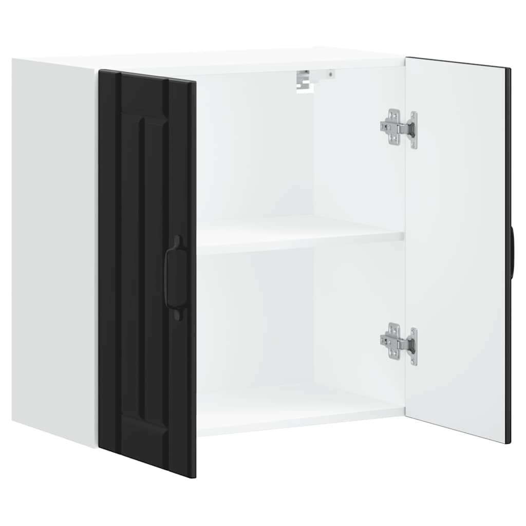 Pensile da Cucina-Mobile Cucina da Parete Lucca Nero in Legno Multistrato 805884