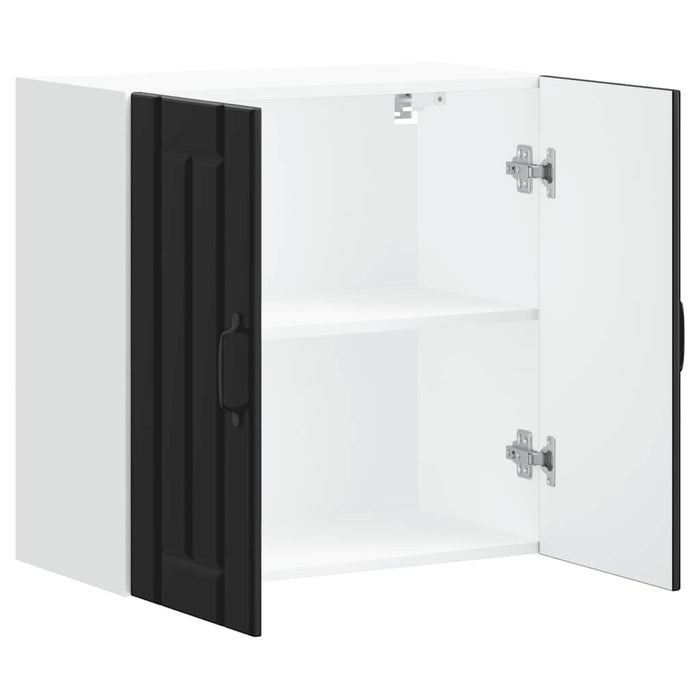 Pensile da Cucina-Mobile Cucina da Parete Lucca Nero in Legno Multistrato 805884