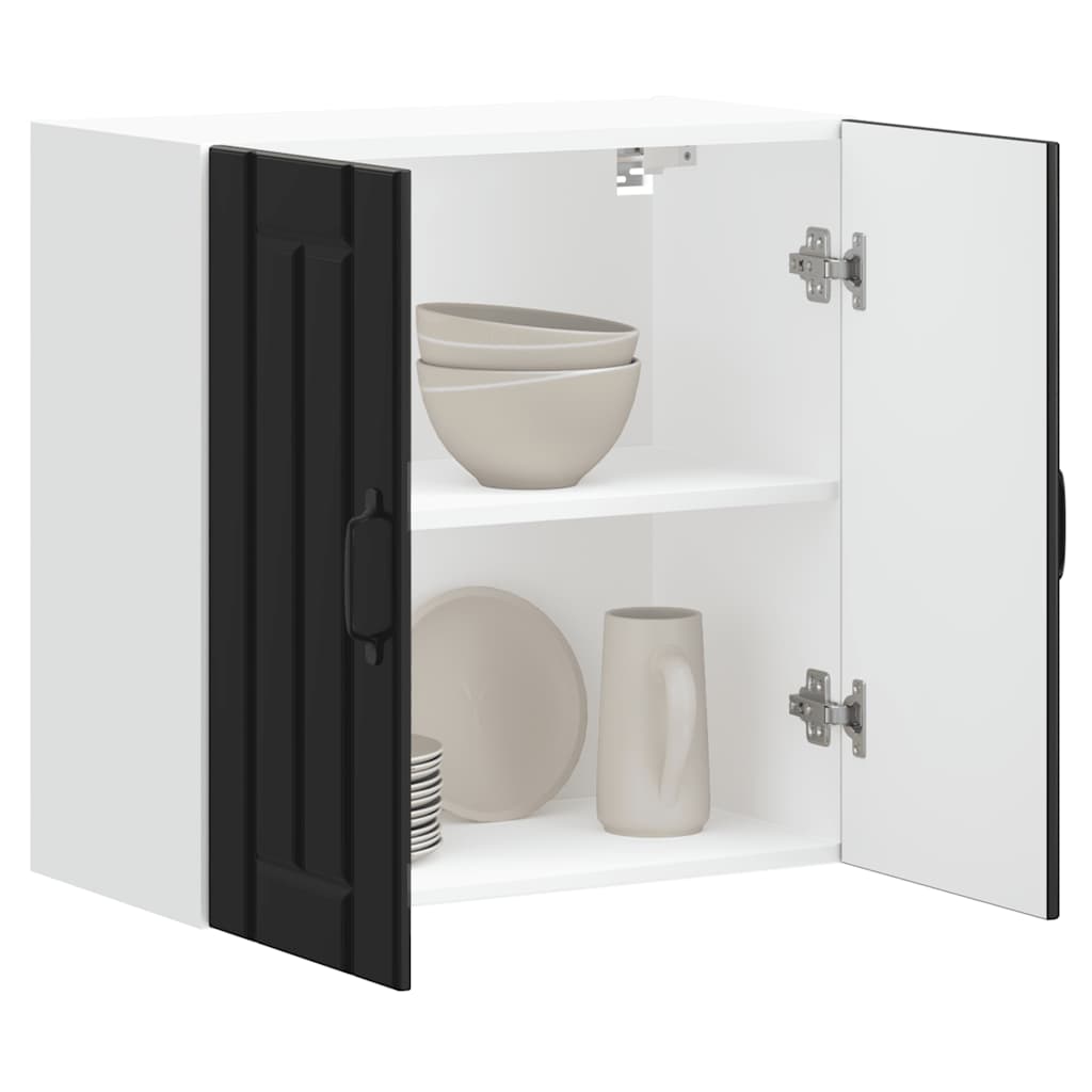 Pensile da Cucina-Mobile Cucina da Parete Lucca Nero in Legno Multistrato 805884