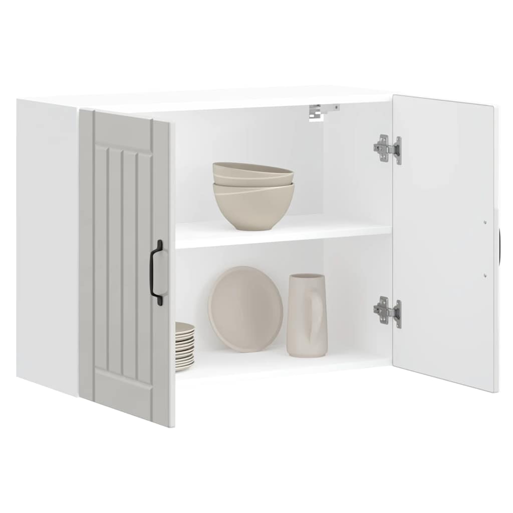 Pensile da Cucina-Mobile Cucina da Parete Lucca Bianco Lucido in Legno Multistrato 831906