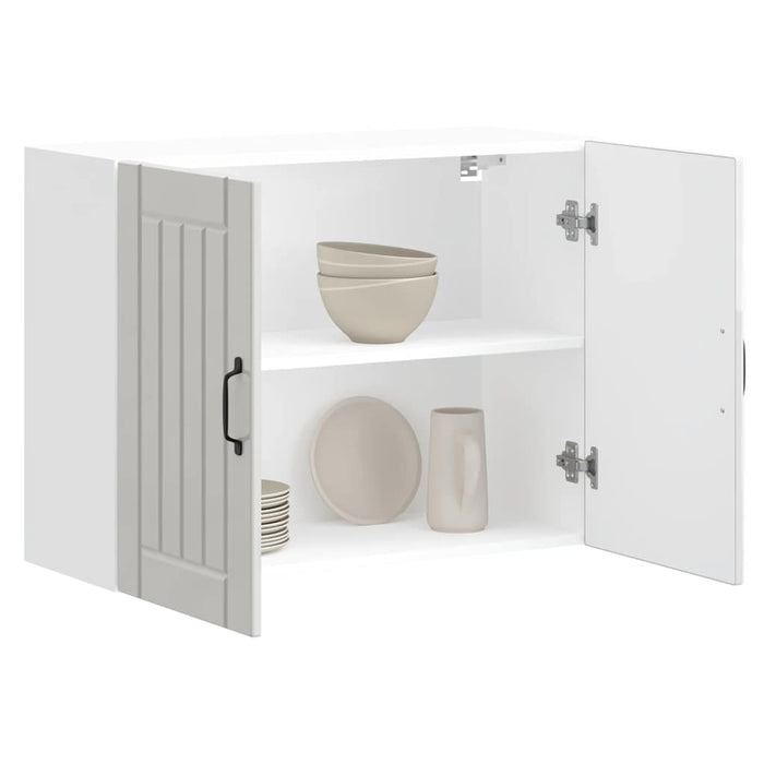 Pensile da Cucina-Mobile Cucina da Parete Lucca Bianco Lucido in Legno Multistrato 831906