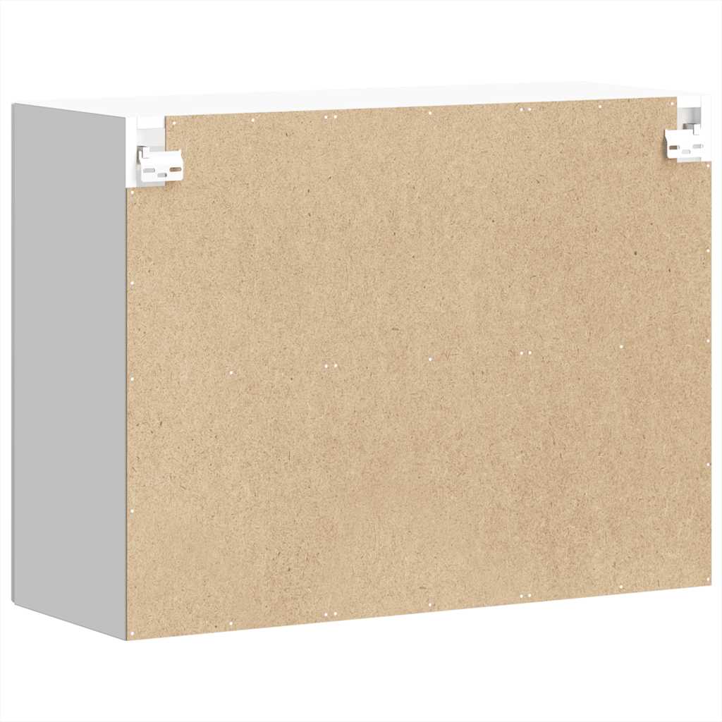 Pensile da Cucina con Porta in Vetro-Mobile Cucina da Parete Lucca Bianco Truciolato 840670